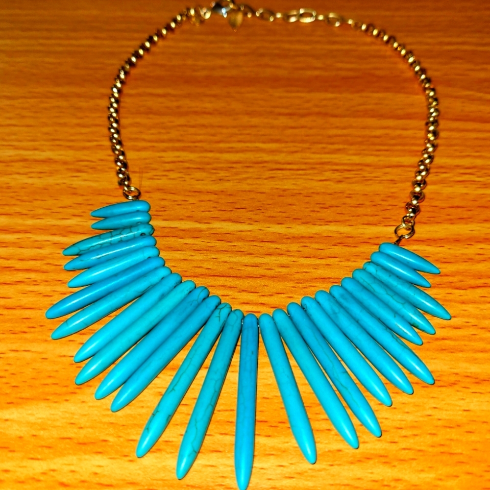 Choker, Statement Necklace, Turquoise Bib Necklace, Spike Necklace, Warrior Neck